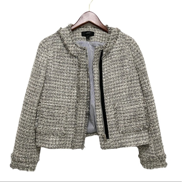 J. Crew Lady Jacket in Metallic Tweed Fringe Trim Blazer Size 6 - Picture 4 of 13